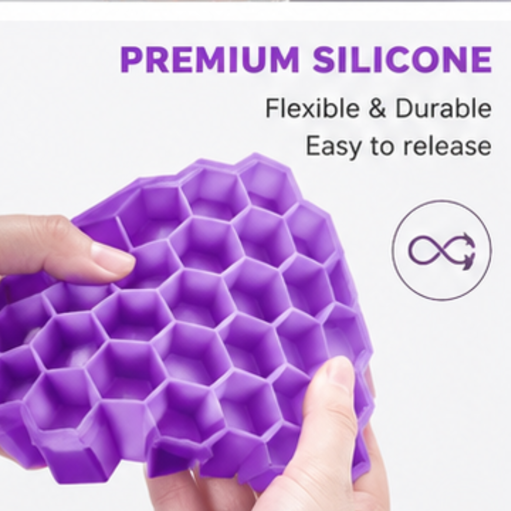 🧊 Premium Silicone Ice Cube Tray with Lid