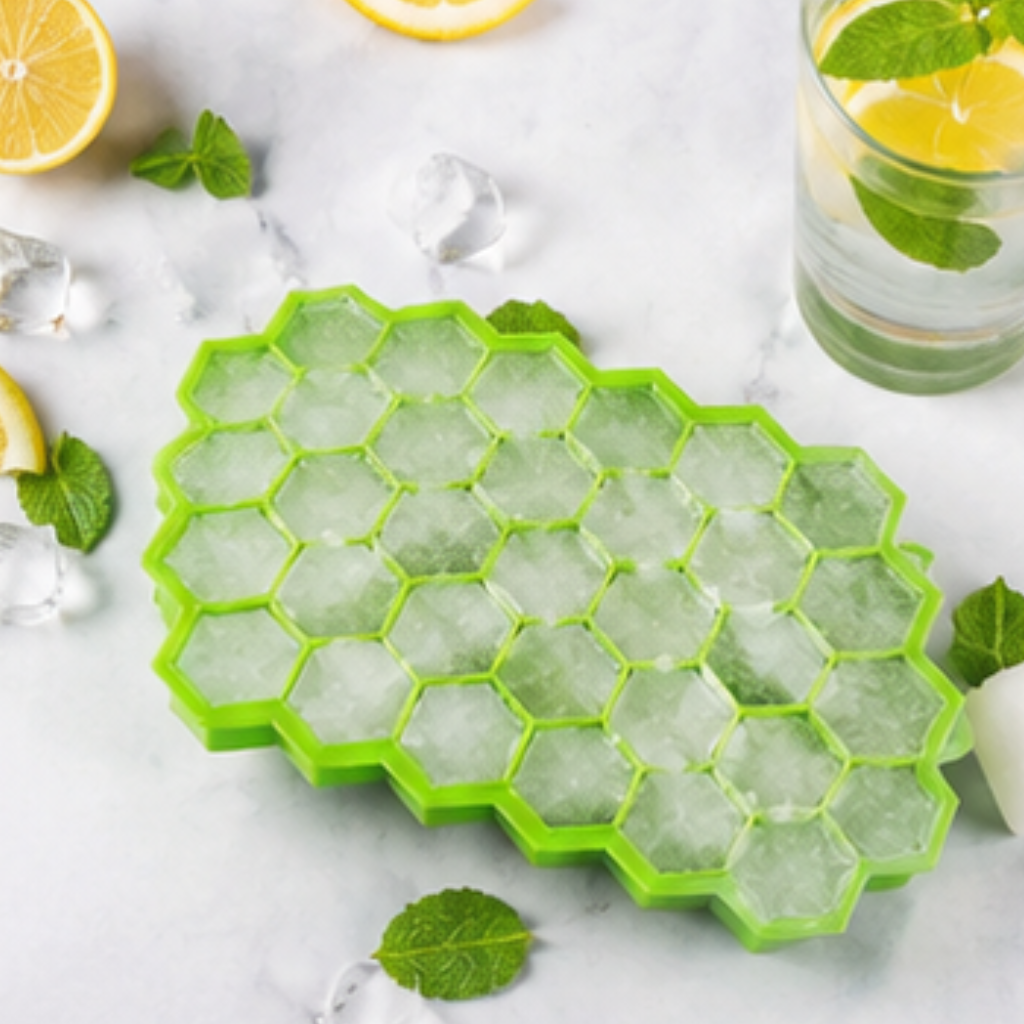 🧊 Premium Silicone Ice Cube Tray with Lid